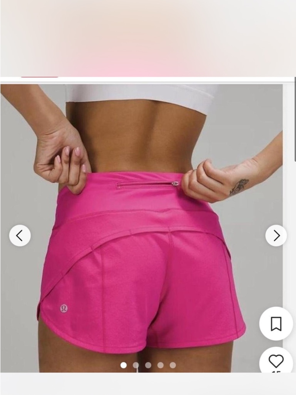 Pink lululemon speed up shorts